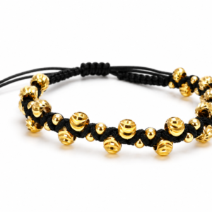 Pulsera Zig zag negra de oro lamiando 18K